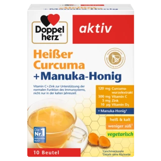 Abbildung der Produktverpackung Doppelherz aktiv Heißer Curcuma Frontansicht